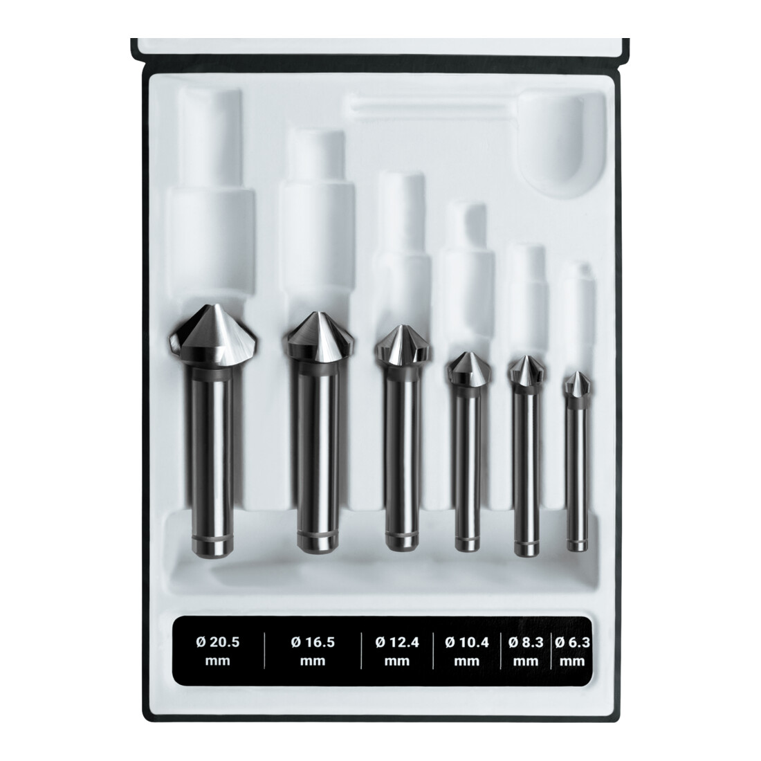 Ruko 6-teiliger Kegel- und Entgratsenker-Satz DIN 335 Form C 90° Ø 6,3 - 8,3 - 10,4 - 12,4 - 16,5 - 20,5 mm