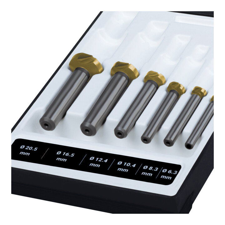 Ruko 6-teiliger Kegel- und Entgratsenker-Satz DIN 335 Form C 90° Ø 6,3 - 8,3 - 10,4 - 12,4 - 16,5 - 20,5 mm