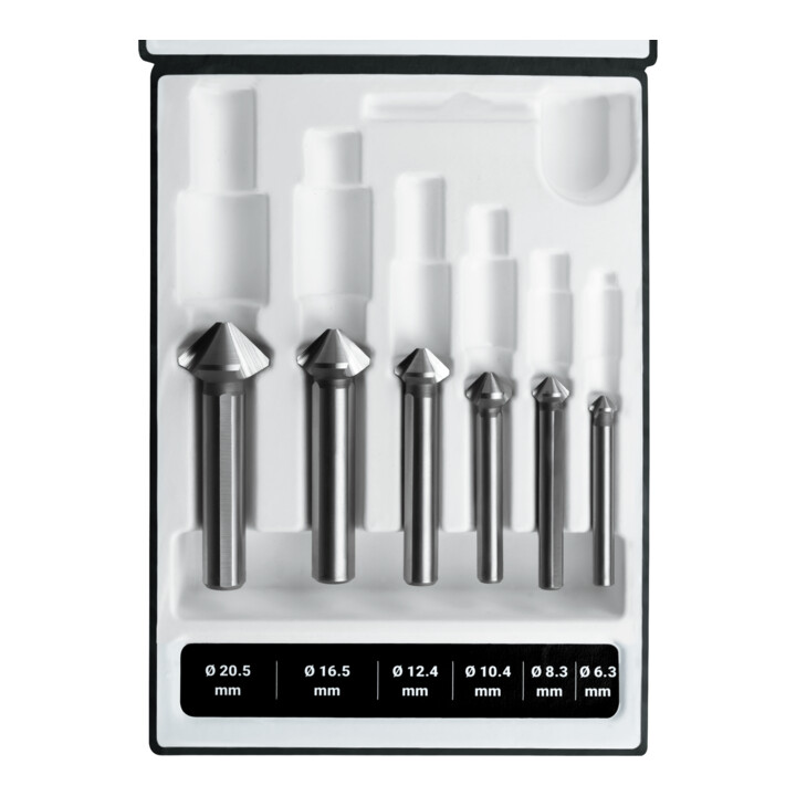 Ruko 6-teiliger ULTIMATECUT Kegel- und Entgratsenker-Satz DIN 335 90° Ø 6,3 - 8,3 - 10,4 - 12,4 - 16,5 - 20,5 mm