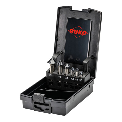 Ruko 6-teiliger ULTIMATECUT Kegel- und Entgratsenker-Satz DIN 335 90° Ø 6,3 - 8,3 - 10,4 - 12,4 - 16,5 - 20,5 mm