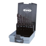 RUKO 7-teiliger Maschinengewindebohrer-Satz HSS Co 5 TiAlN Form C 35°