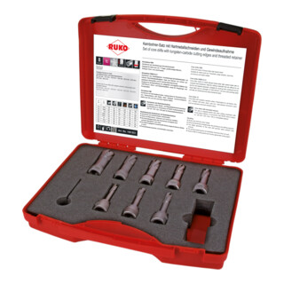 Ruko Assortiment de fraises à dents carbure rapportées avec attache filetée, en coffret plastique