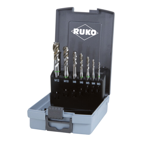 Ruko Assortiment tarauds machine HSS Co 5 forme C 35° 7 pièces