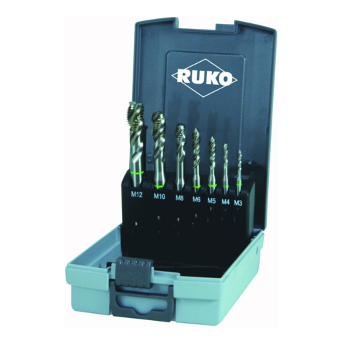 Ruko Assortiment tarauds machine HSS Co 5 forme C 35° 7 pièces