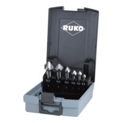 RUKO Conische en ontbramingsverzinkboren DIN 335 vorm C 90° HSS Co 5 in ABS kunststof koffer