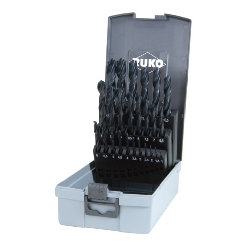 RUKO spiraalboorset DIN 338 type N HSS R in kunststof koffer (ABS) Ø 1,0 mm tot 13,0 mm x 0,5 mm