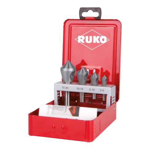 RUKO dwars verzinkboorset 2-5/5-10/10-15-20mm HSS 5-delig metalen koffer