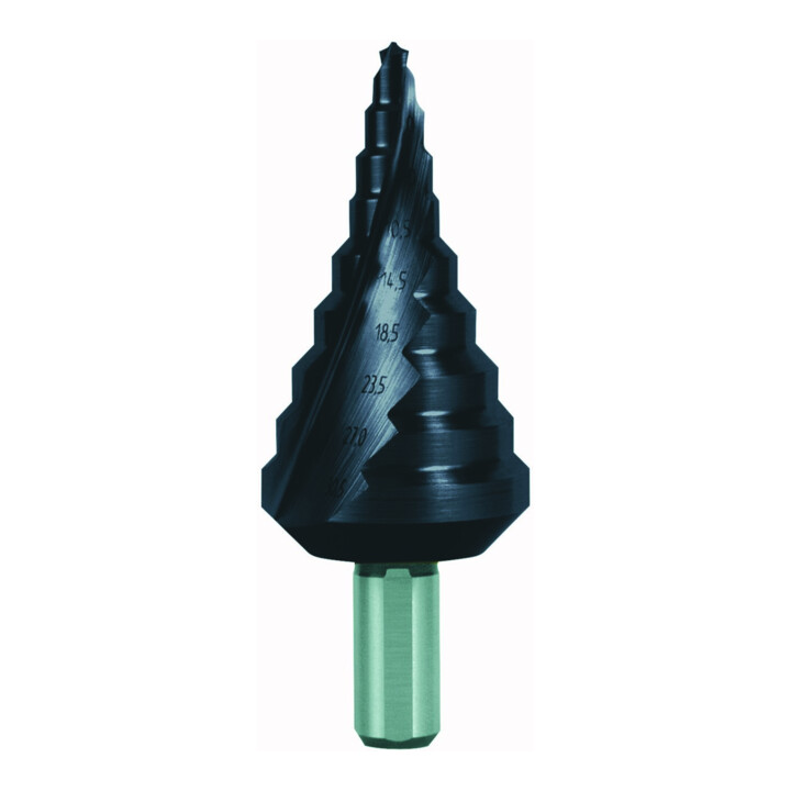RUKO Foret étagé HSS-TiAlN, cannelé en spirale avec rectification transversale pour presse-étoupes métriques Taille n° 14
