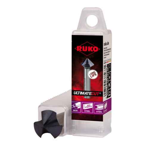 RUKO Fraise conique et à ébavurer ULTIMATECUT DIN 335 Forme C 90° HSS Co 5 RUnaTEC Fraise diamètre Ø2 : 10.4 mm