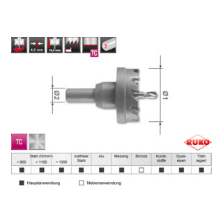 RUKO Hartmetall Lochsäge Flachschnitt Ø 150 mm