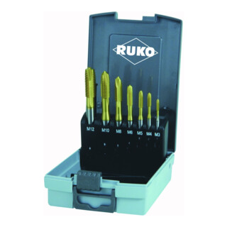 Ruko Jeu de 7 tarauds machine HSS TiN Forme C 35°