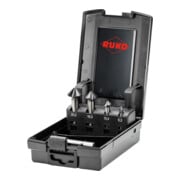 RUKO Jeu de fraises coniques et ébavureuses ULTIMATECUT DIN 335 Forme C 90° HSS Co 5 RUnaTEC en coffret ABS 6,3 - 25 mm