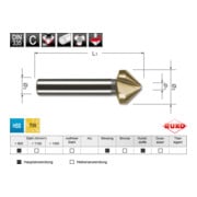 Ruko Kegel- und Entgratsenker DIN 335 Form C 90° HSS-TiN, geschliffen HSS