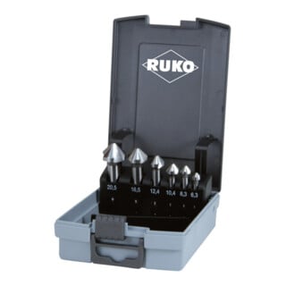 Ruko Kegel- und Entgratsenker-Satz DIN 335 Form C 90° HSS in ABS-Kunststoffkassette
