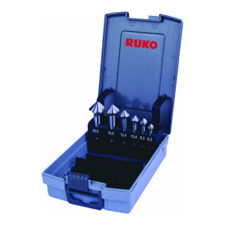 Ruko Kegel- und Entgratsenker-Satz DIN 335 Form C 90° HSS in ABS-Kunststoffkassette