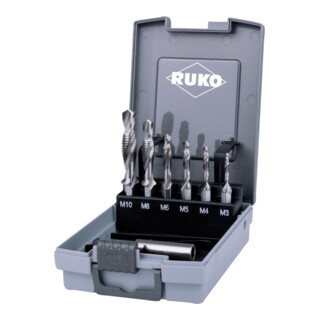 Ruko Kombi-Maschinengewindebohrer-Satz „kurz“ HSS - 7 tlg. (Kassette Kunststoff)