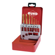 Ruko Maschinengewindebohrerset DIN371/376 Form B M3-M12 7tlg.HSS-TiN Metallkassette-1
