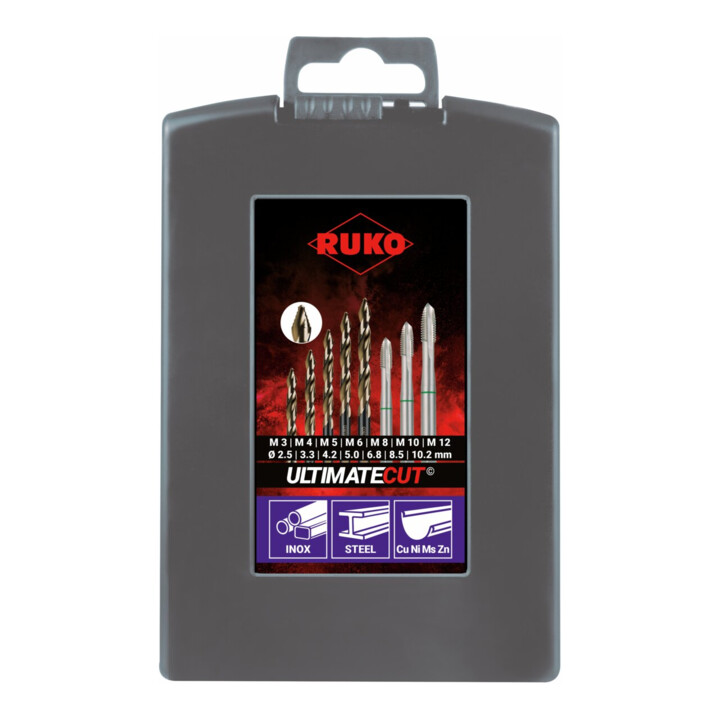 Ruko MGB Jeu Flowstep TIP HSSCo 14 pcs. M3-M12 dans Rosebox