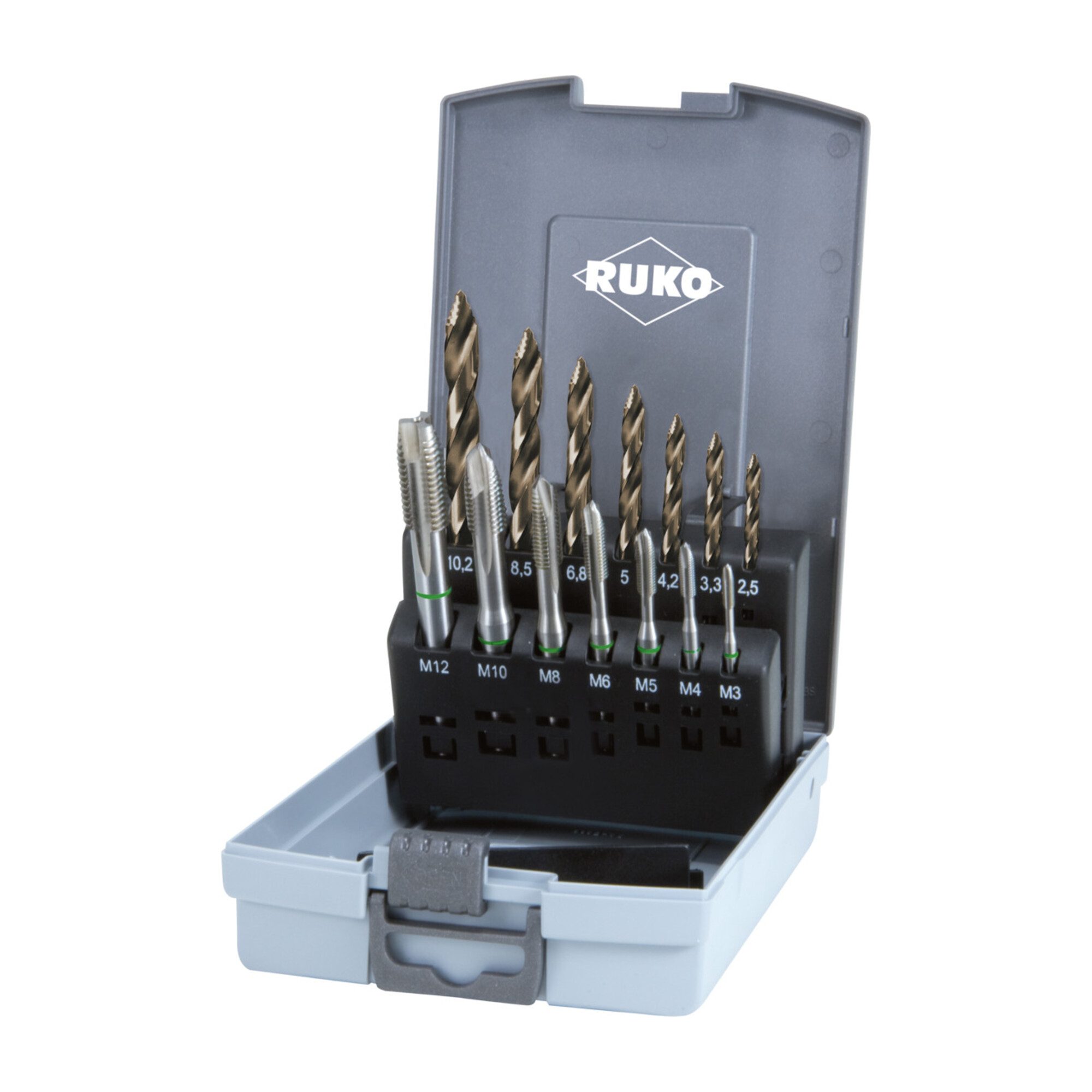 Ruko MGB Satz Flowstep TIP HSSCo 14 tlg. M3-M12 in Rosebox