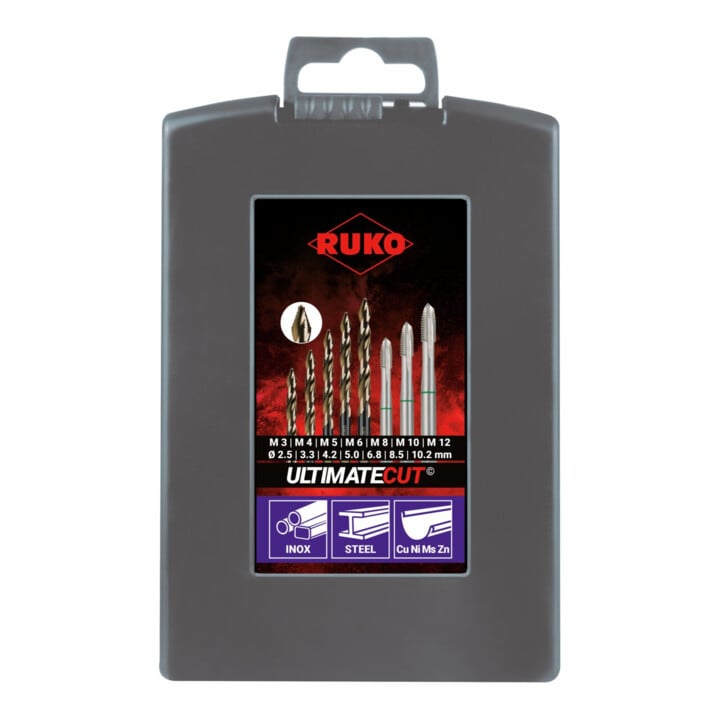 Ruko MGB Satz Flowstep TIP HSSCo 14 tlg. M3-M12 in Rosebox