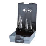 RUKO Multi-stappen boorset D.4-12/4-20/4-30mm HSS spiraalgroef 3dlg. plastic cassette