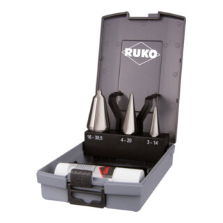 RUKO Plaatschilboor set 3-14/5-20/16-30,5mm HSS-Co5 4st.ABS-cassette