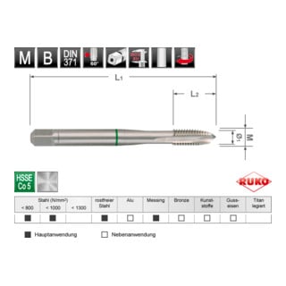 Ruko Presentoir de comptoir boîte de 10 tarauds machine HSSE Co 5