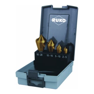 RUKO Querlochsenkersatz 2-5/5-10/10-15/15-20mm HSS-TiN 4 tlg. Ku.-Kassette