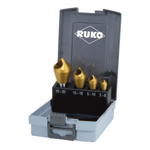 RUKO Querlochsenkersatz 2-5/5-10/10-15/15-20mm HSS-TiN 4 tlg. Ku.-Kassette