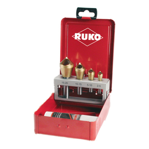 RUKO Querlochsenkersatz 2-5/5-10/10-15/15-20mm HSS-TiN 5 tlg. Metallkassette