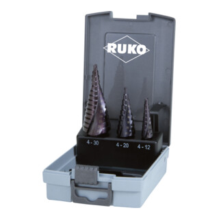 RUKO Set di punte a gradino HSS-TiAlN in valigetta di plastica (ABS)