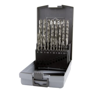 RUKO Set di punte elicoidali DIN 338, modello N HSS G in cassetta di plastica (ABS), con tagliente sinistro
