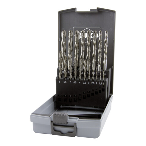 RUKO Set di punte elicoidali DIN 338, modello N HSS G in cassetta di plastica (ABS), con tagliente sinistro