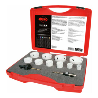 RUKO Set di seghe a tazza HSS bimetalliche Co 8 in valigetta di plastica, modello universale