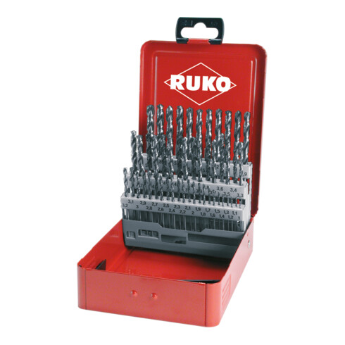 RUKO spiraalboorset DIN 338 Type N HSS G in Industrie-cassette 50-delig.