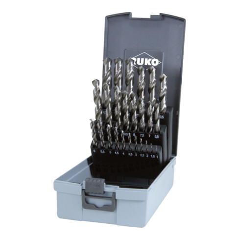 RUKO spiraalboorset DIN 338 type N HSS G in kunststof koffer (ABS)
