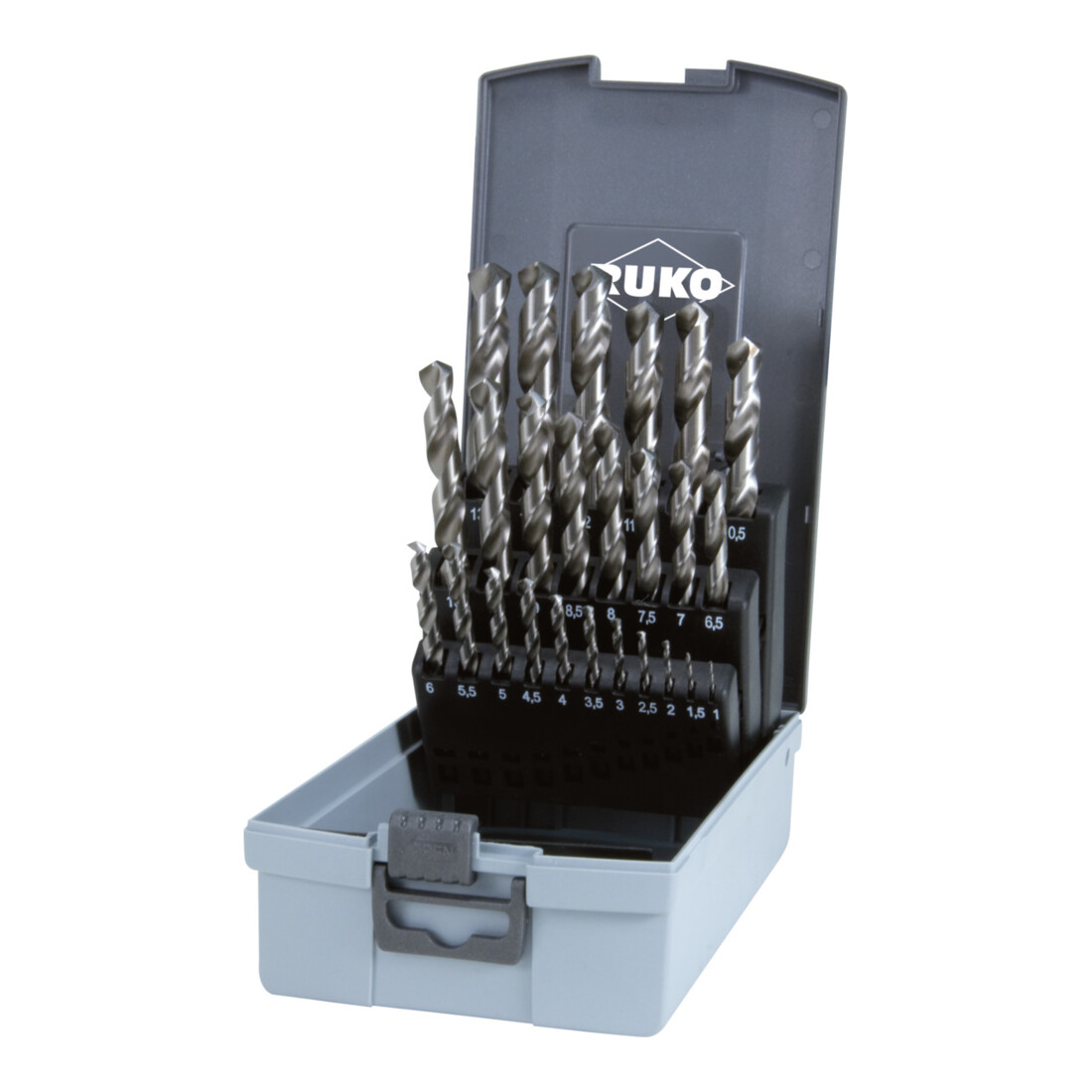 RUKO spiraalboorset DIN 338 type N HSS G in kunststof koffer (ABS)