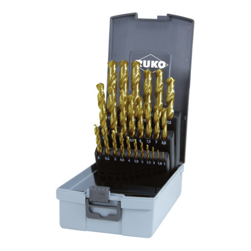 RUKO spiraalboorset DIN338 Type N D.1-13x0,5mm HSS TiN 25st.plastic cassette