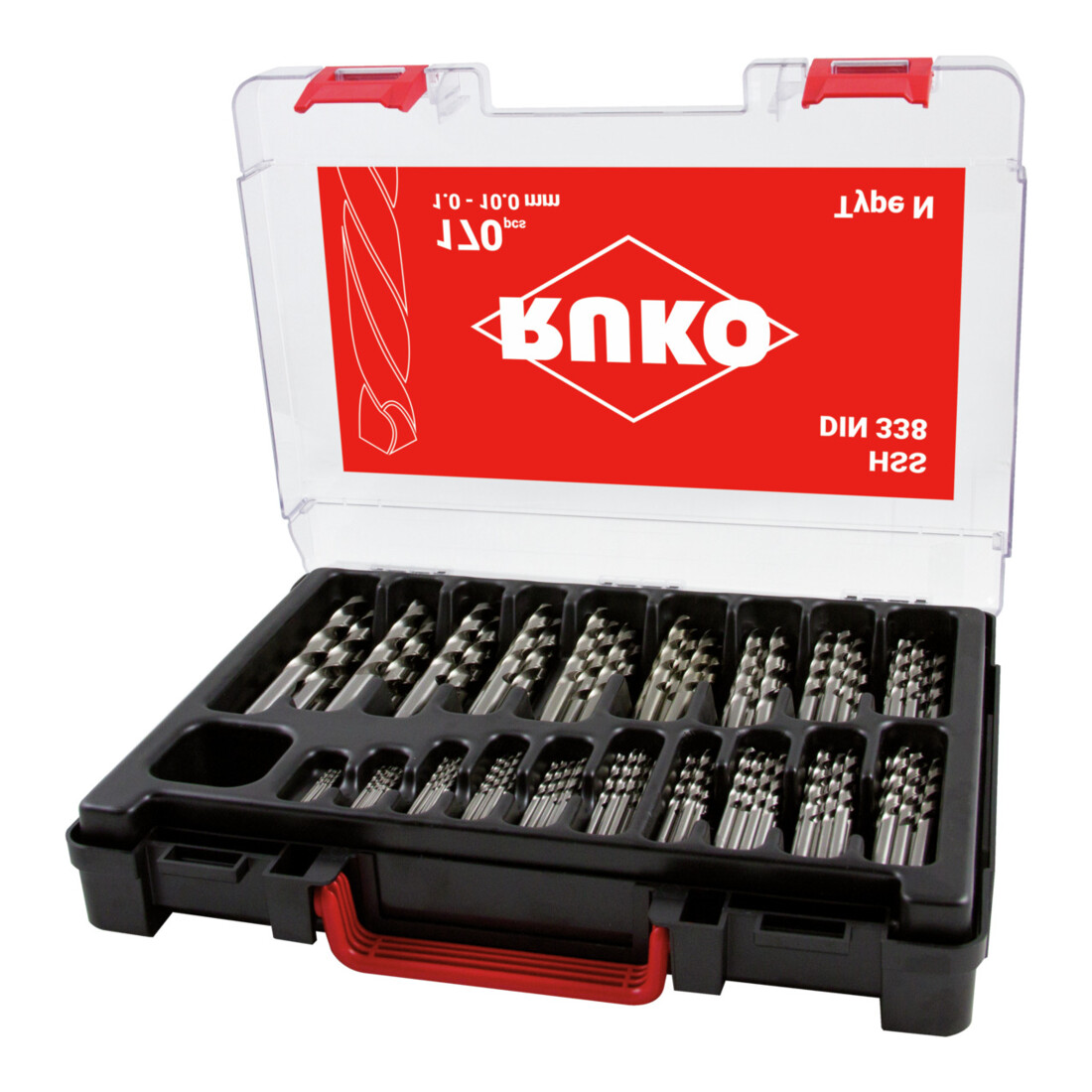 Ruko Spiralbohrer-Satz DIN 338 Typ N, HSS-G - 170 tlg. (Magazin Kunststoff)