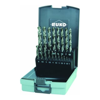 RUKO Spiralbohrersatz DIN 338 Typ N HSS G in Kunststoffkassette (ABS)