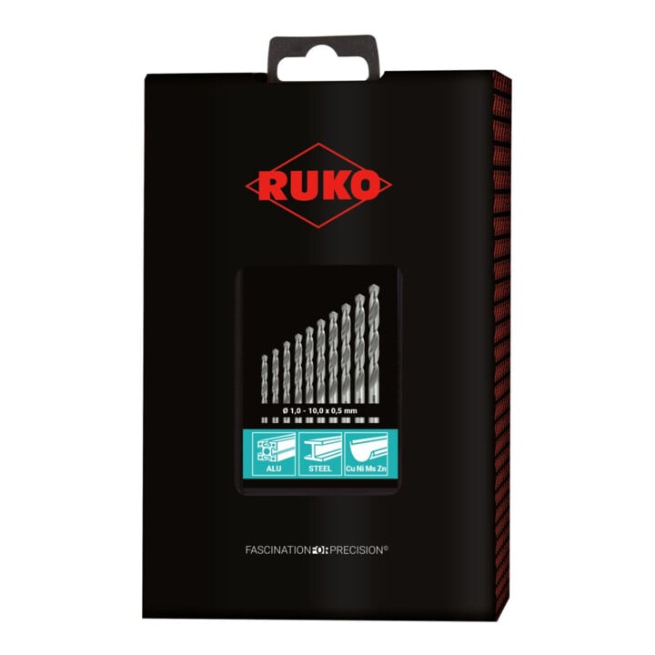RUKO Spiralbohrersatz DIN 338 Typ N HSS G in Kunststoffkassette (ABS)