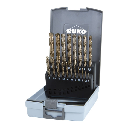 RUKO Spiralbohrersatz DIN 338 Typ VA HSSE Co 5 in Kunststoffkassette (ABS)