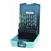 RUKO Spiralbohrersatz DIN 338 Typ VA HSSE Co 8 in Kunststoffkassette (ABS) 19-teilig