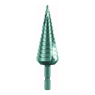 RUKO Stufenbohrer-Bit HSS, spiralgenutet mit Kreuzanschliff Bohrbereich Ø1 - Ø2 4,0 - 30,0 mm