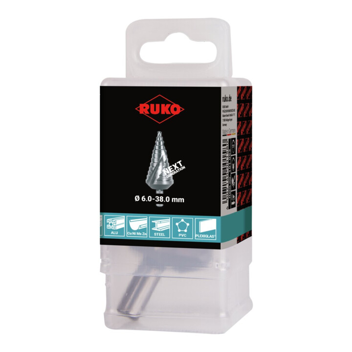 RUKO Stufenbohrer Bohrber.6-38mm HSS Spiralnut Stufen 12