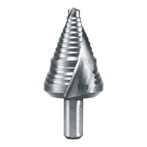 RUKO Stufenbohrer HSS in Zollabmessungen mit Kreuzanschliff Größe Nr. 9