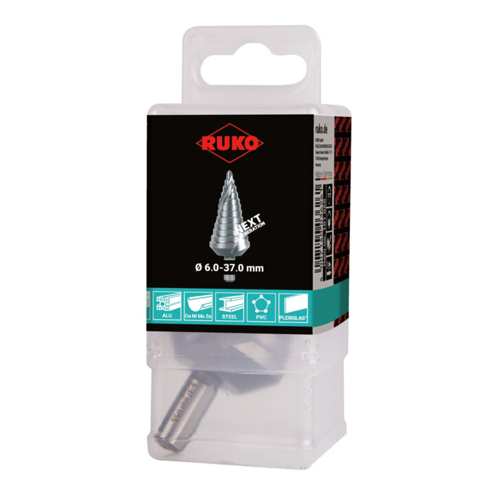 RUKO Stufenbohrer HSS, spiralgenutet mit Kreuzanschliff Größe 9