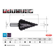 RUKO Stufenbohrer HSS-TiAlN, spiralgenutet mit Kreuzanschliff Größe Nr. 8