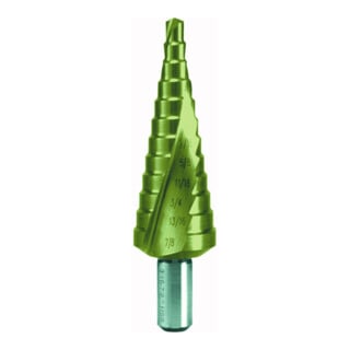 RUKO Stufenbohrer HSS-TiN in Zollabmessungen mit Kreuzanschliff Größe Nr. 4