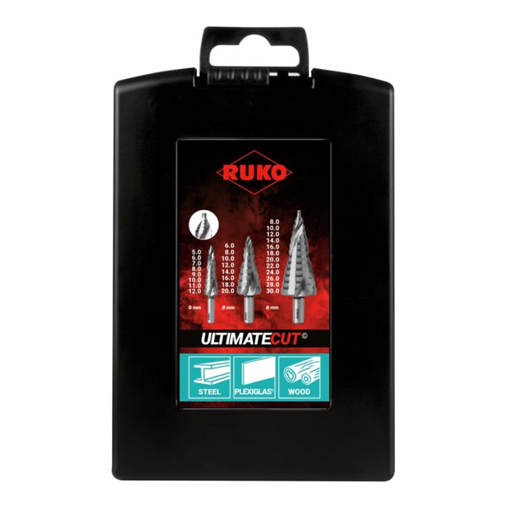 Ruko Stufenbohrersatz Größe 0/9, 1, 2